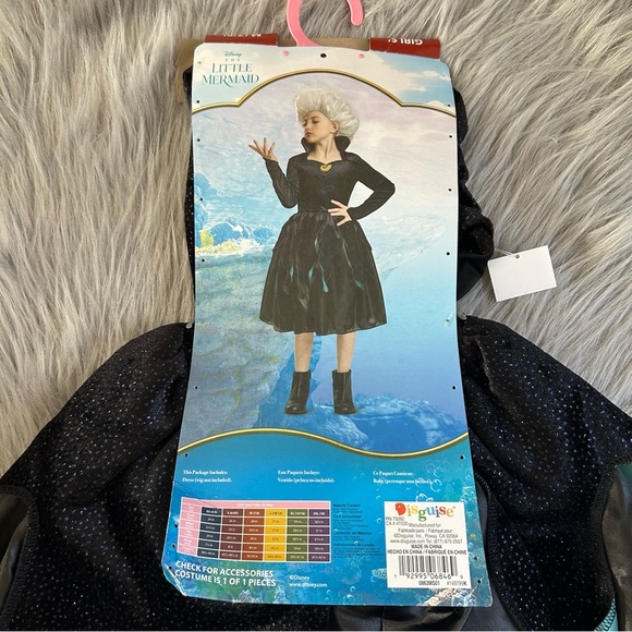 Disney The Little Mermaid Ursula Black Dress Girls Size Medium Halloween Costume - Picture 6 of 7